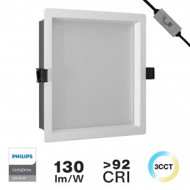 Faretto Da Incasso Quadrato Led 45w 18.8x18.8 cm Orientabile