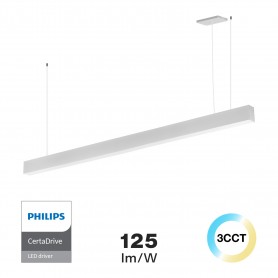 Lampada Lineare LED a Sospensione 55W 150cm bianca, PHILIPS driver CCT