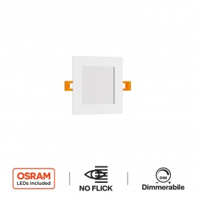 Pannello LED Quadrato 8W, 800lm, no Flickering, Foro Ø110x110mm, OSRAM LED - DMIMERABILE