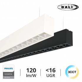 Lampada Sospesa LED 40W 120cm, UGR16 DALI2, PHILIPS Certadrive - Bianca o nera